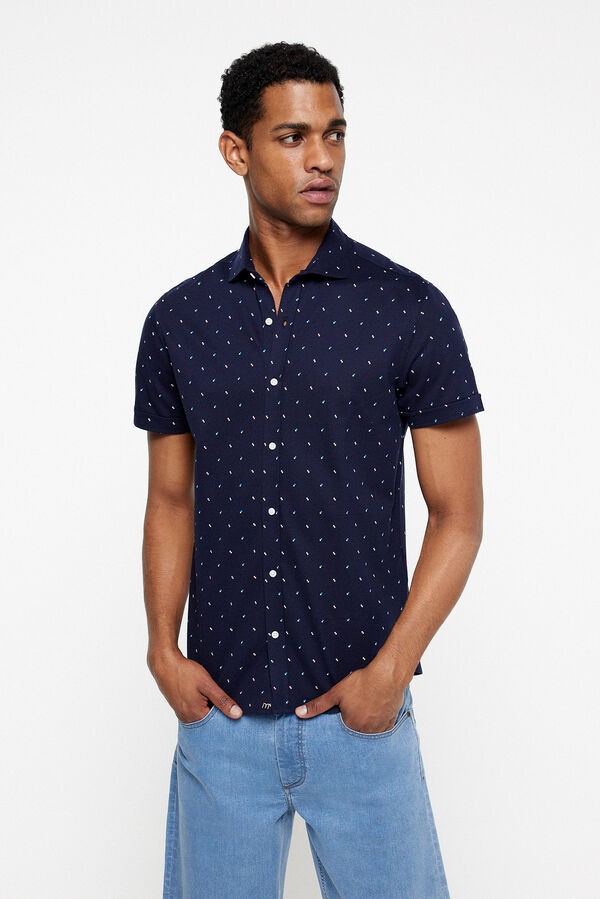 Fifty Outlet Camisa Piqué Estampada Navy