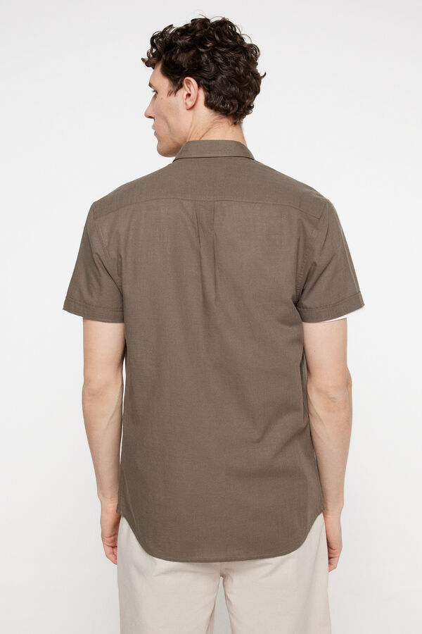 Milano Camisa Lisa Aspeto Lino C&aacute;qui m&eacute;dio