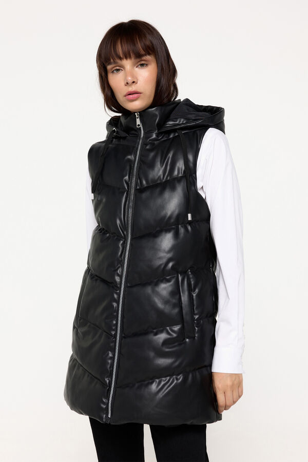 Milano Chaleco acolchado efecto piel Negro