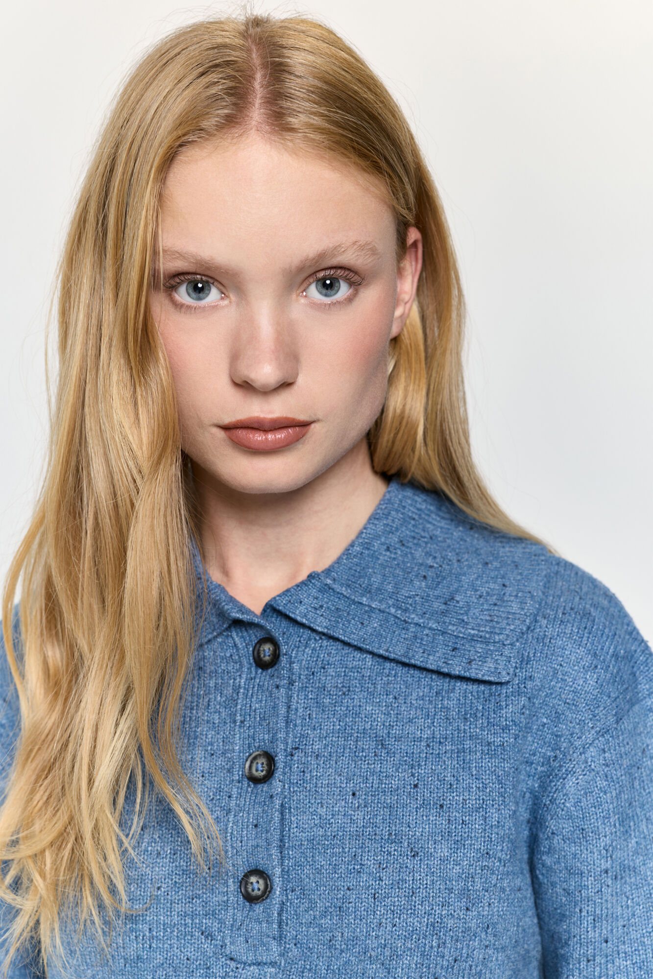 Milano Jersey de punto grueso cuello abotonado