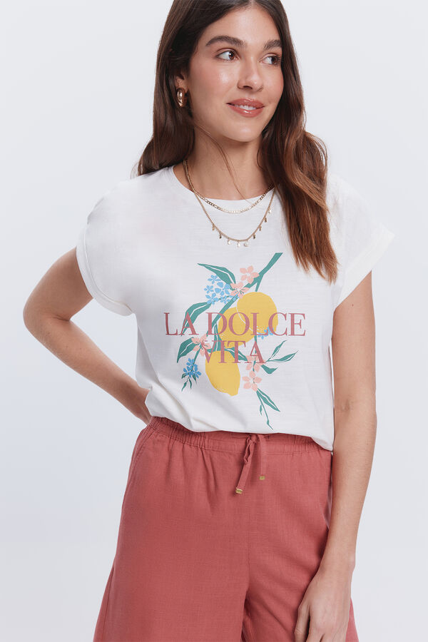 Milano Camiseta manga com estampa frontal Multicolor