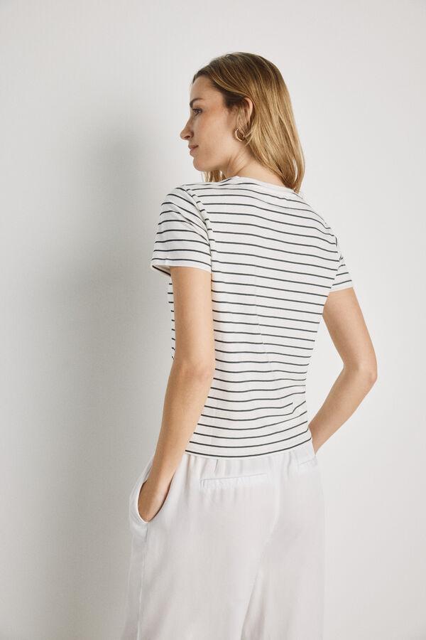 Milano T-shirt riscas manga curta Branco