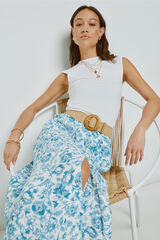 Milano Saia comprida abotoada estampada Azul