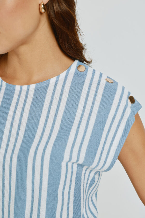 Milano T-shirt de manga curta &agrave;s riscas Azul claro