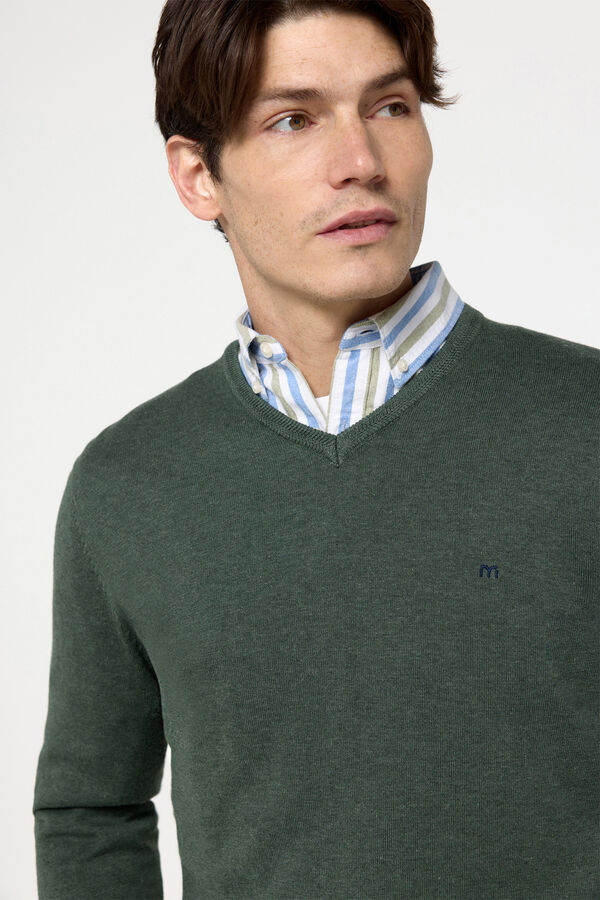 Milano Jersey Patch Cuello Pico Verde