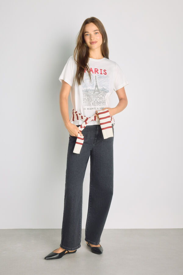 Milano T-shirt estampada de manga curta Bege