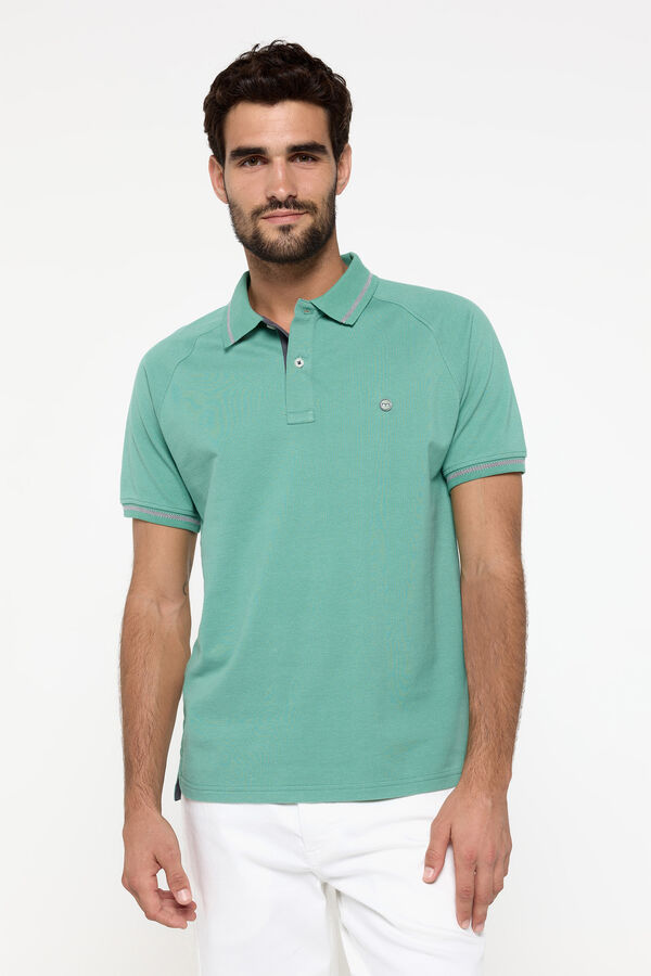 Fifty Outlet Polo pique manga corta con logo milano en pecho. Kaki Claro