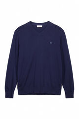 Pedro del Hierro Jersey básico cuello pico Navy