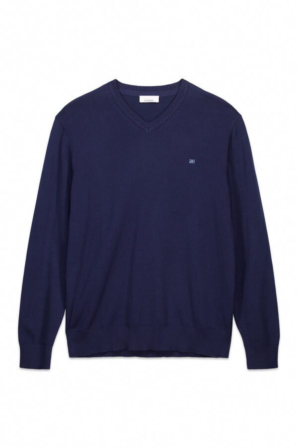 Pedro del Hierro Jersey básico cuello pico Navy