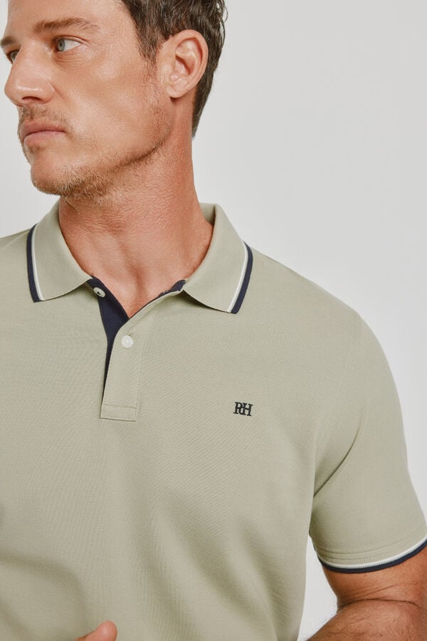 Pedro del Hierro Polo de manga curta C&aacute;qui m&eacute;dio