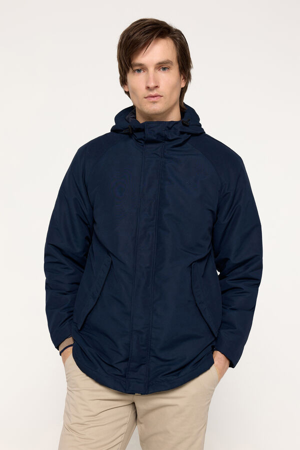 Milano Parka comprida capuz Marinho