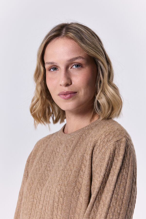 Milano Camisola estruturado de gola caixa redonda Camel