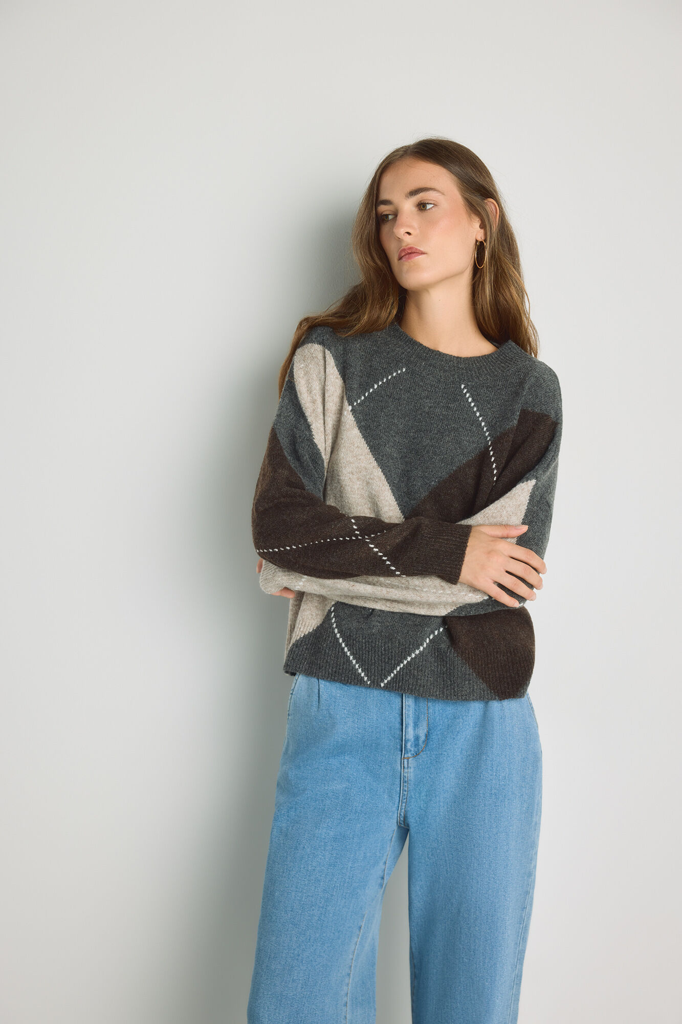 Milano Camisola gola redonda com jacquard