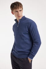 Fifty Outlet Camisola tricot com fecho-éclair COMFORT@HOME azul