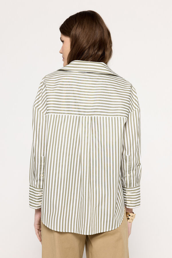 Milano Camisa b&aacute;sica de popelina Estampado verde