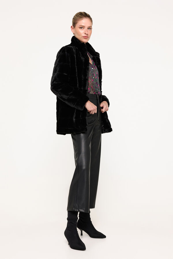 Milano Abrigo efecto piel vison Negro