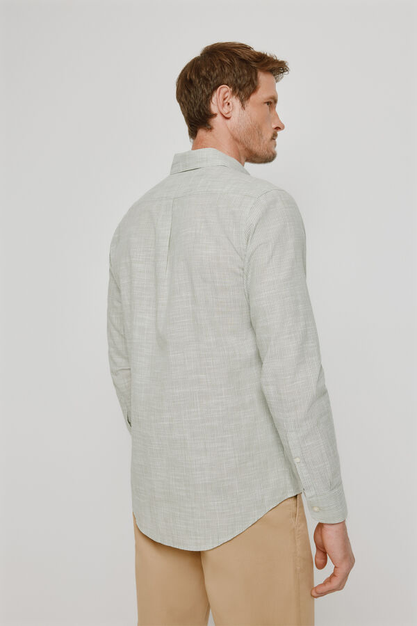 Milano Camisa rayas manga larga Kaki Claro