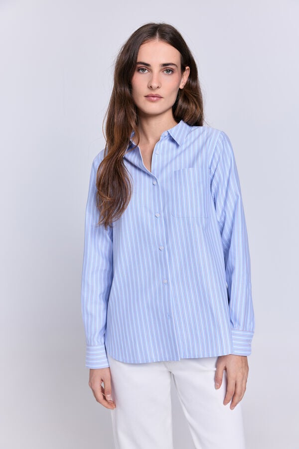 Milano Camisa oxford riscas Azul