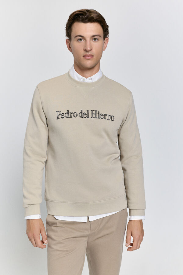 Pedro del Hierro Sudadera logo regular fit Beige