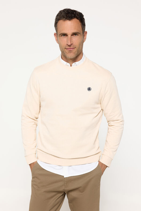 Fifty Outlet Sweatshirt com gola caixa bordada Marfim