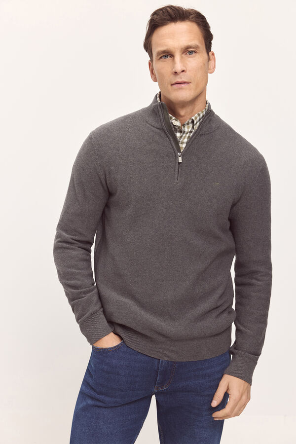Milano Camisola meio fecho-&eacute;clair. Cinzento oscuro