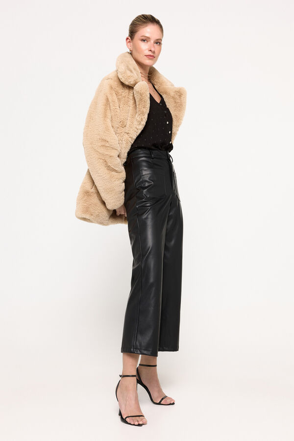 Milano Pantal&oacute;n crop efecto piel Negro