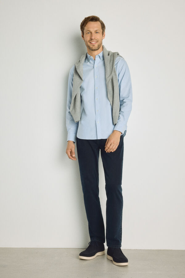 Pedro del Hierro Camisa lisa manga larga Azul Claro