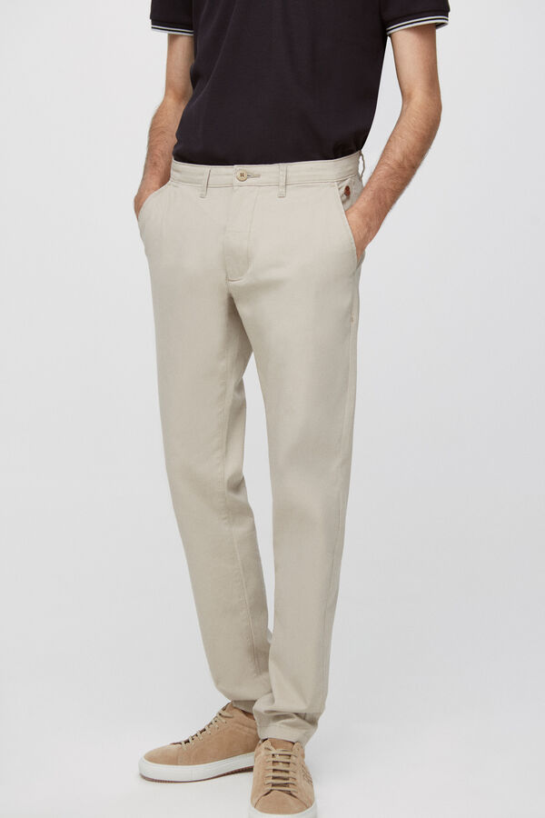 Fifty Outlet Pantalón Chino Liso Beige/Camel