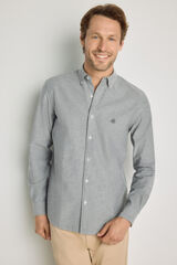 Springfield Camisa lisa de manga comprida Cinzento oscuro
