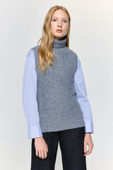 Milano Chaleco punto con estructura cuello vuelto Gris