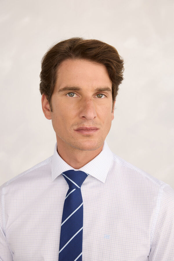 Pedro del Hierro Camisa Vestir Popelin Cuadros Azul Oscuro