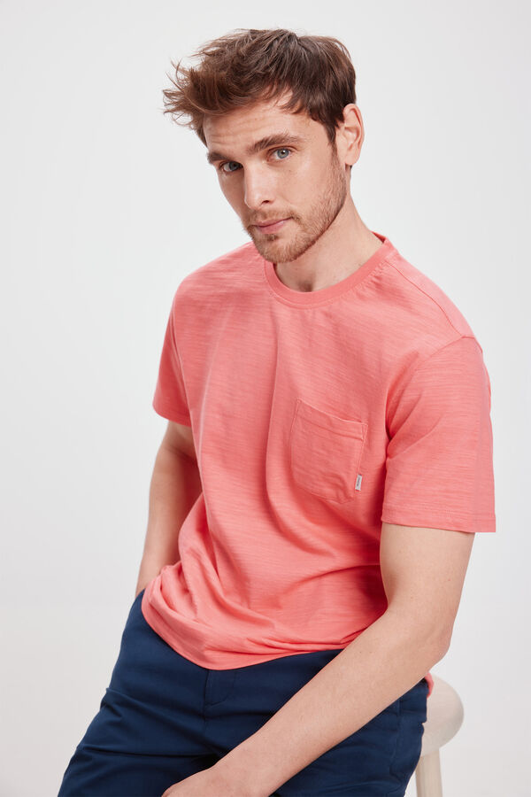 Milano Camiseta b&aacute;sica com bolso Vermelho