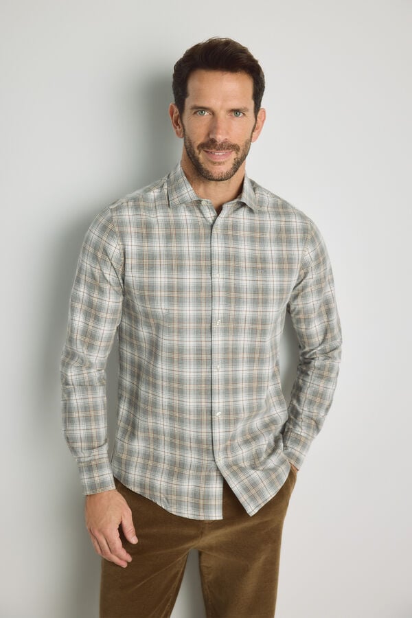 Milano Camisa cuadros manga larga Gris Claro