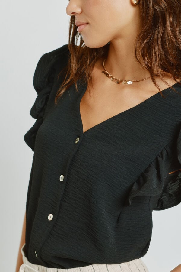 Milano Blusa com folhos Preto