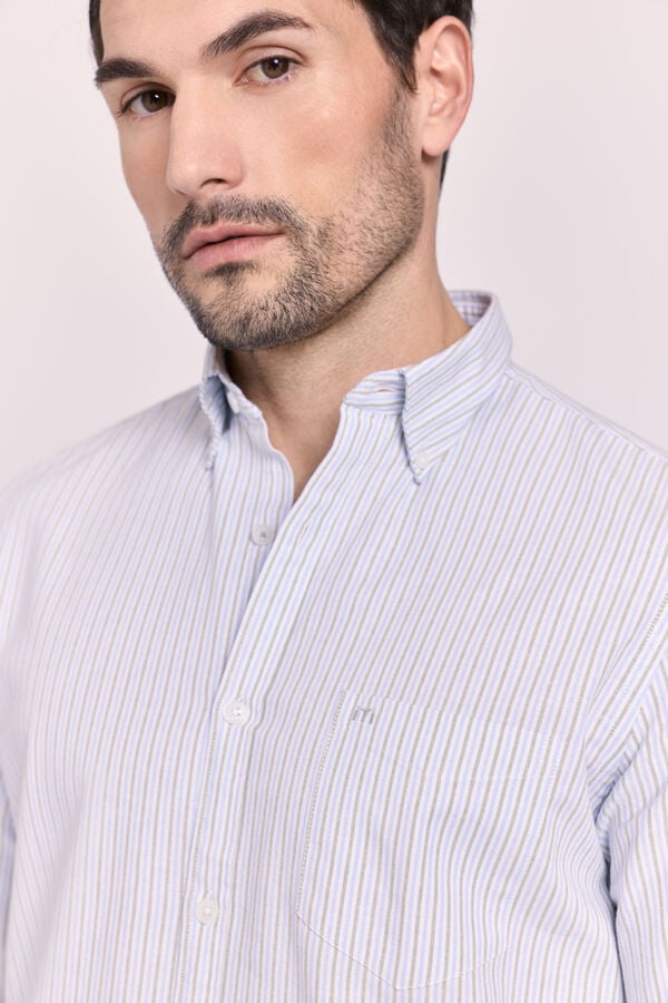 Milano Camisa de manga comprida &agrave;s riscas C&aacute;qui