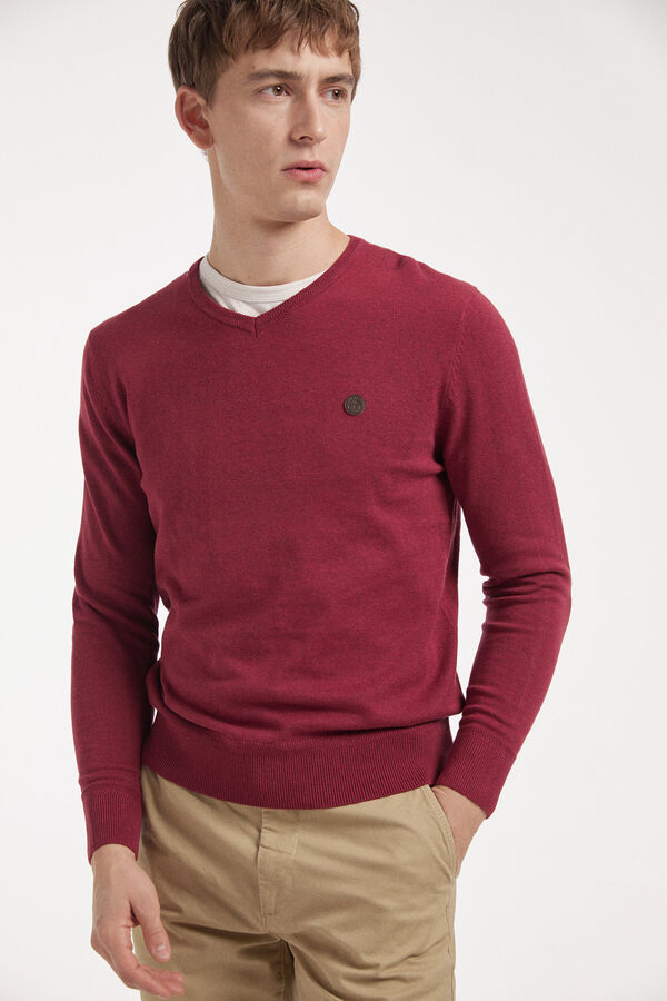 Fifty Outlet Jersey cuello pico Vermelho