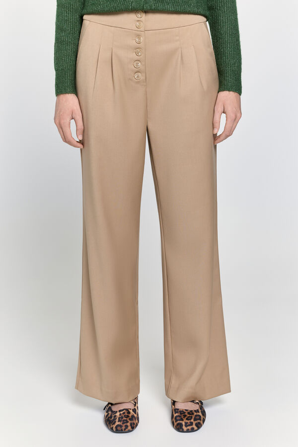 Milano Pantalón recto tiro alto Beige