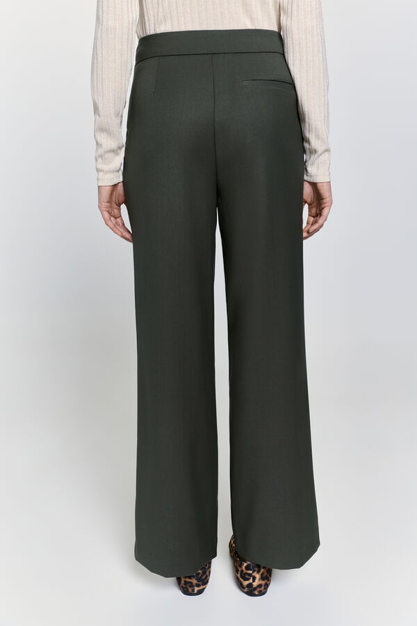 Milano Pantalón recto tiro alto Kaki Oscuro