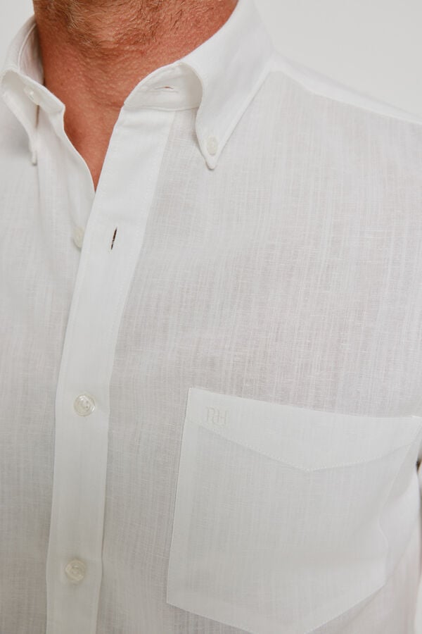 Pedro del Hierro Camisa lisa de manga curta Branco