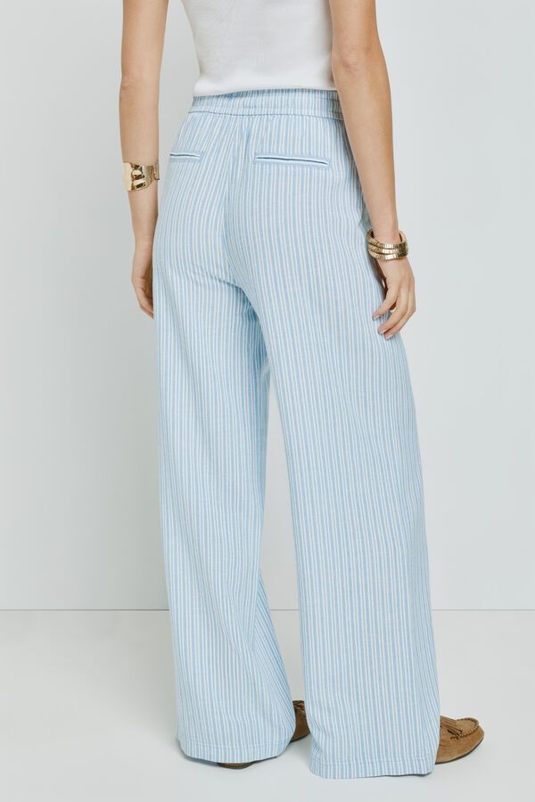 Milano Pantal&oacute;n ancho de rayas Azul