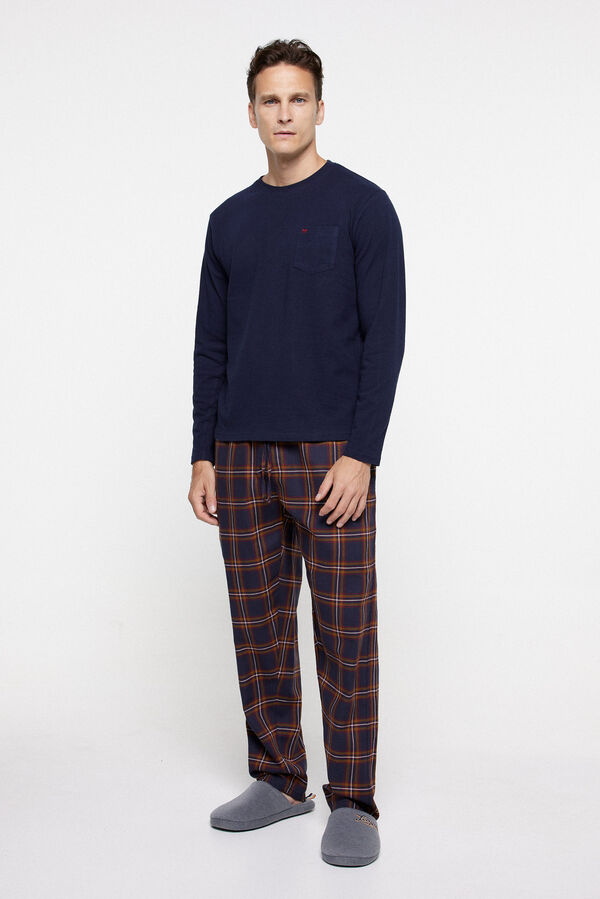 milano Pijama Algod&oacute;n Cuadros. Navy