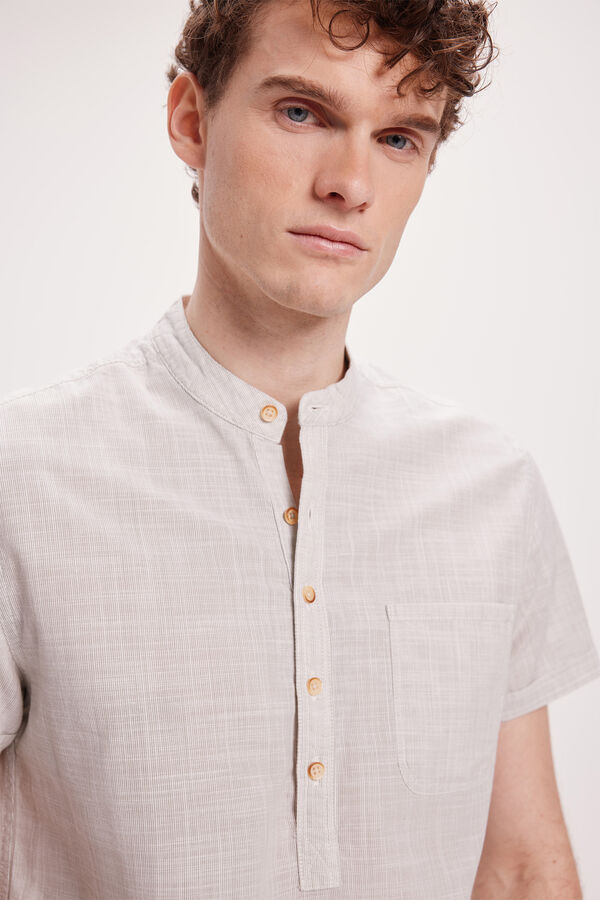 Milano Camisa Slub Estampado branco