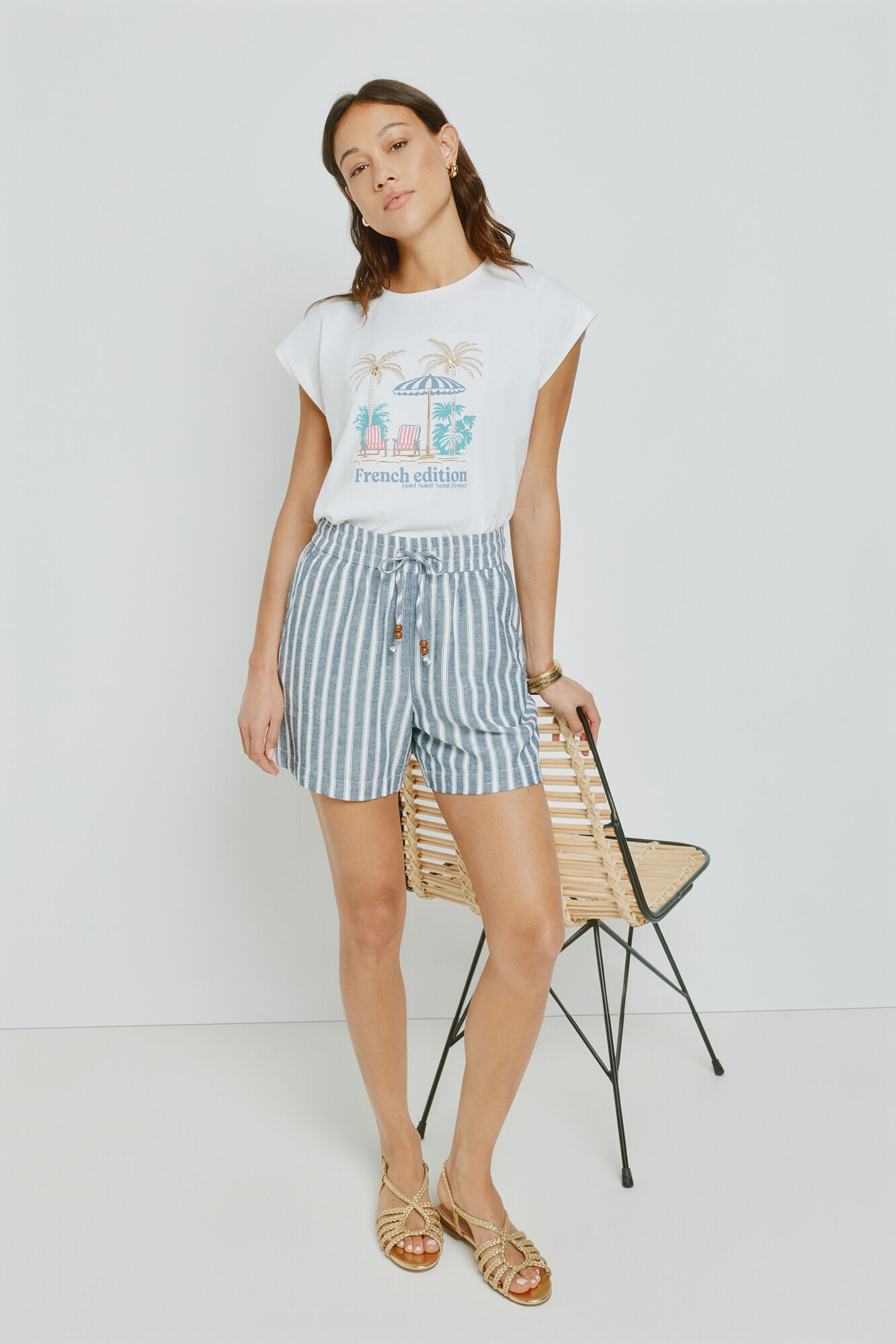 Milano Bermuda rayas con cinturilla el&aacute;stica