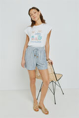 Milano Bermuda de riscas com cintura el&aacute;stica Marinho