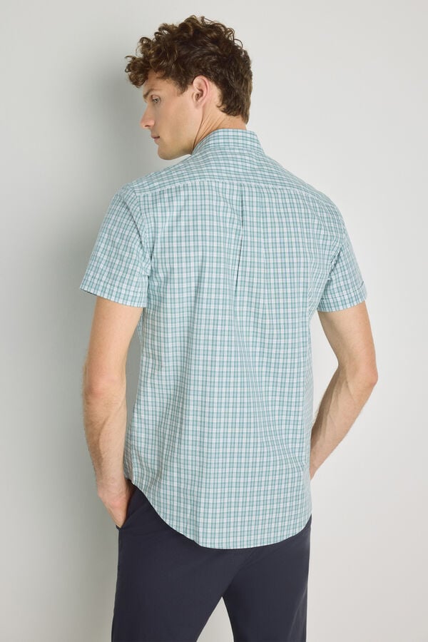 Milano Camisa de xadrez de manga curta Azul