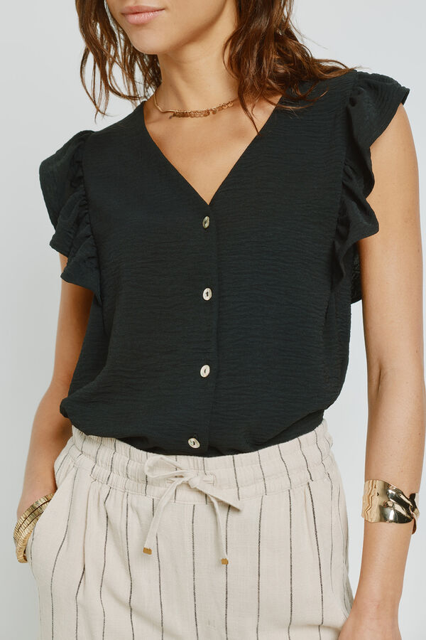 Milano Blusa com folhos Preto