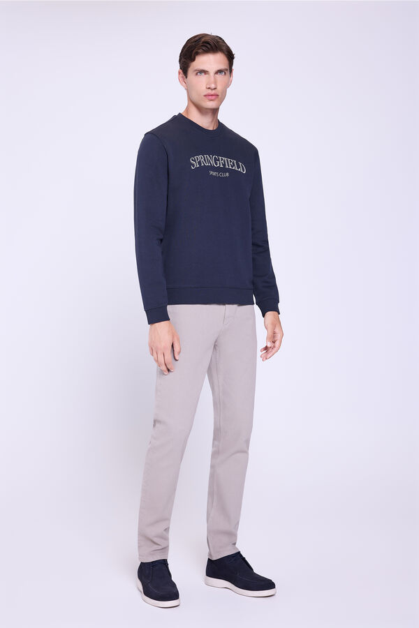 Springfield Sweatshirt com logo e gola redonda Marinho