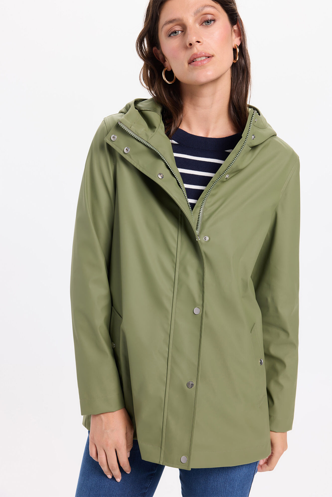 Milano Parka water repellent con capucha color kaki