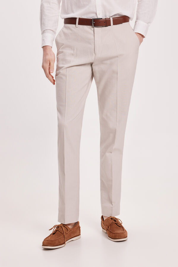 Milano Cal&ccedil;as de linho Estampado branco