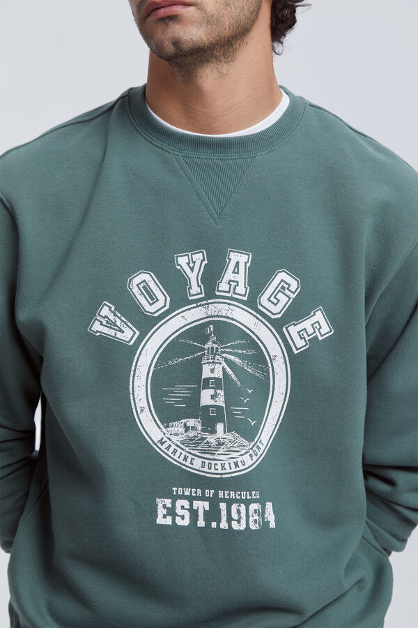 Milano Sweatshirt Algod&atilde;o estampada C&aacute;qui m&eacute;dio